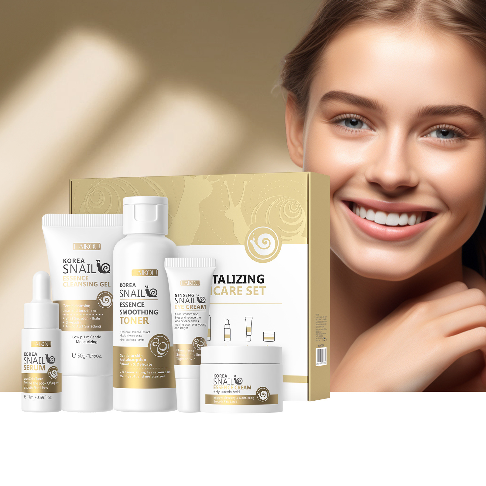 5pcs 박스형 한국 달팽이 스킨 케어 세트 달팽이 페 - Skincare Korea 리뷰 및 가격